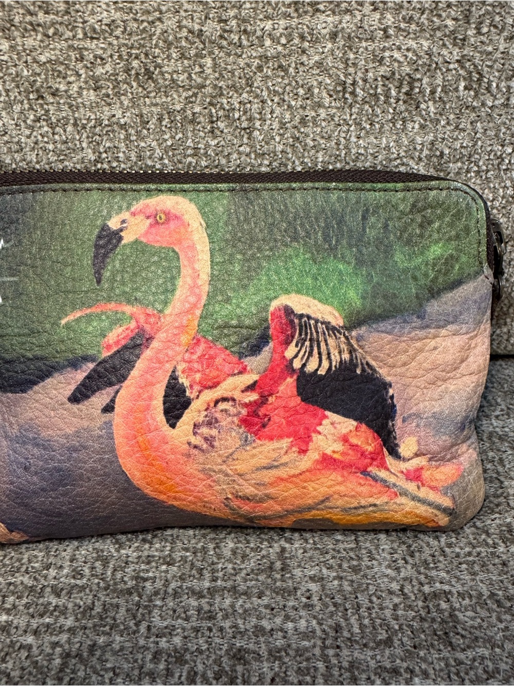VIDA Flamingo Print Wristlet in Pink and Green - Picture 3 of 12
